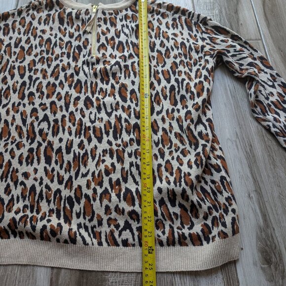 H&M Women’s Leopard Print Sweater Medium 100% Cotton Long Sleeve Knit Top - Picture 7 of 7
